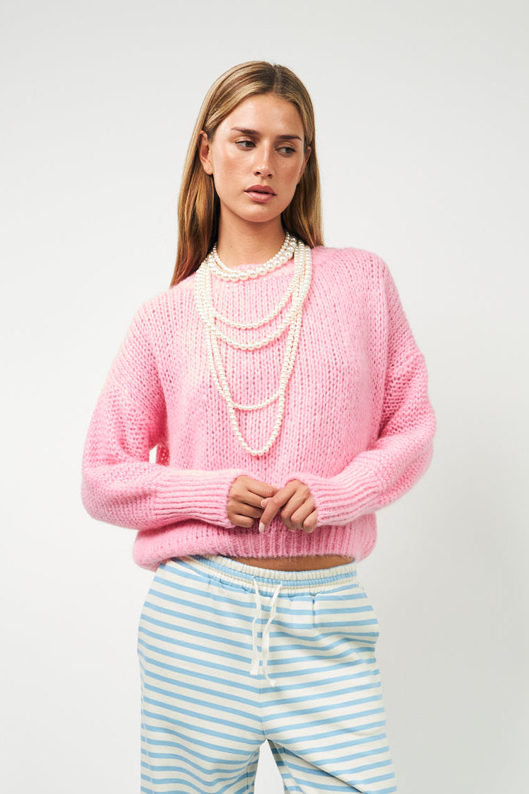 Isolde striktrøje - Light Pink